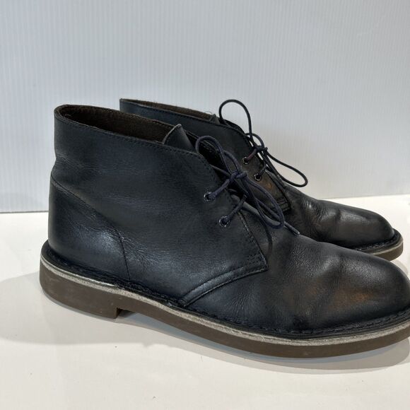 Clarks Boots Men's 10 Bushacre Two Eye Desert Chukka 15522 Blue Leather Shoes - Picture 3 of 16